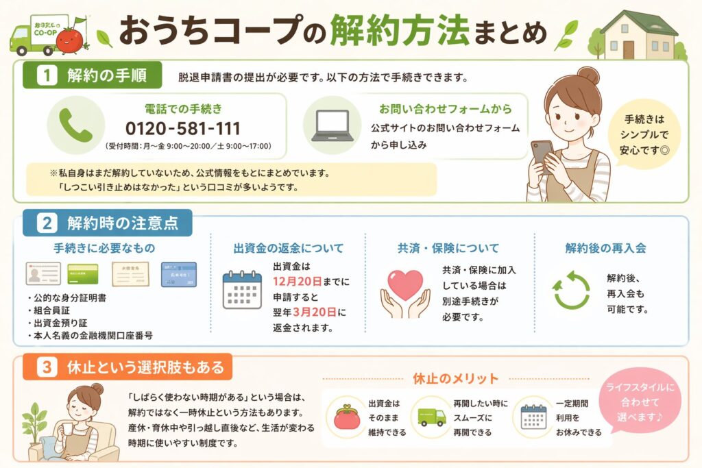 おうちコープの解約方法まとめ