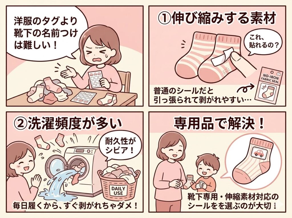 靴下への名前つけって難しい！