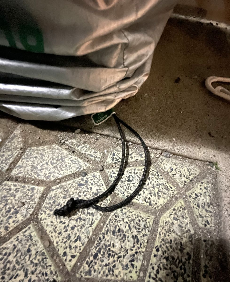 カバーのひもに付いた緑の封印シール